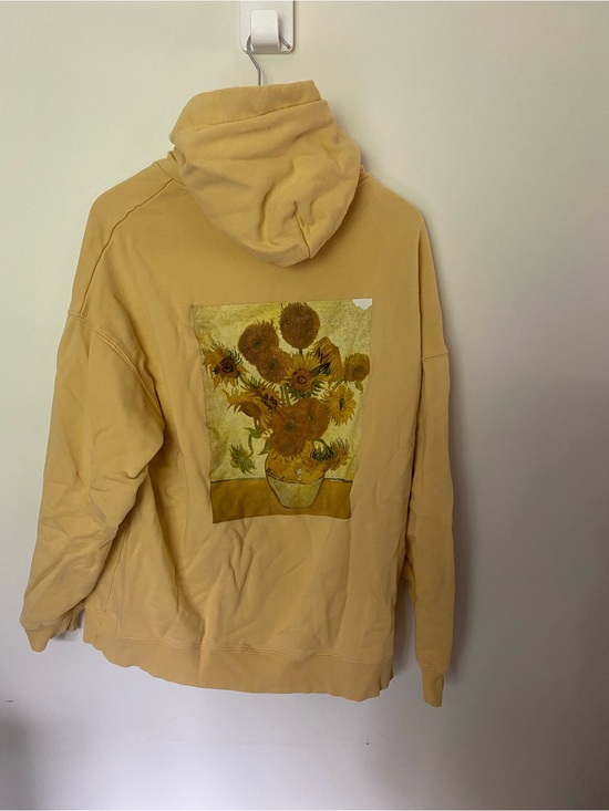 Tops - Van Gogh Sunflowers Organic Hooded Sweatshirt in Mustard Yellow